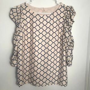 Open back blouse with 3/4th length sleeves